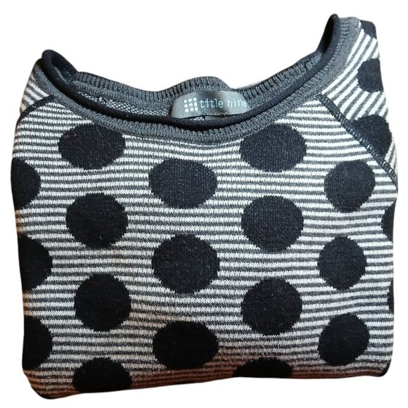 TITLE NINE Black/White Polka Dot Crew Neck Sweater - Picture 9 of 10
